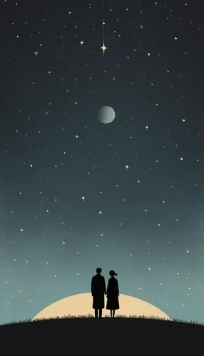 vintage couple silhouette,the moon and the stars,astronomers,stargazing,moon and star,the stars,couple silhouette,astronomer,sci fiction illustration,night scene,stars and moon,moon and star background,viewing dune,astronomy,falling stars,cowboy silhouettes,the night sky,travelers,night stars,game illustration,Illustration,Japanese style,Japanese Style 08