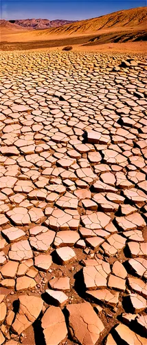 Broken earth, cracked surface, dry terrain, fragmented rocks, withered plants, barren landscape, dramatic shadows, low-angle shot, panoramic view, warm color tone, high contrast, cinematic lighting.,d