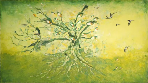 birds on branch,birds on a branch,lemon tree,flying seeds,olive tree,bird painting,flourishing tree,olive branch,orange tree,blossoming apple tree,the branches of the tree,fruit tree,the branches,flying dandelions,bird migration,tulpenbaum,birds in flight,khokhloma painting,flock of birds,apple tree