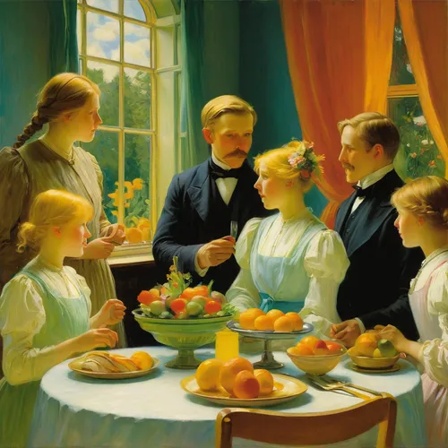 mulberry family,parents with children,the occasion of christmas,parents and children,the victorian era,thanksgiving,the dawn family,southern cooking,thanksgiving background,christmas scene,tea party,thanksgiving dinner,july 1888,families,tangerines,the dining board,children studying,group of people,russian traditions,dinner party,Art,Classical Oil Painting,Classical Oil Painting 20