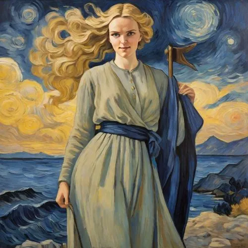 the sea maid,portrait of christi,portrait of a girl,star of the cape,eufiliya,blonde woman,el mar,the wind from the sea,portrait of a woman,star mother,la violetta,elsa,alba,girl with a dolphin,angel moroni,luna,woman holding pie,aurora,pilgrim,the blonde in the river,Digital Art,Classicism