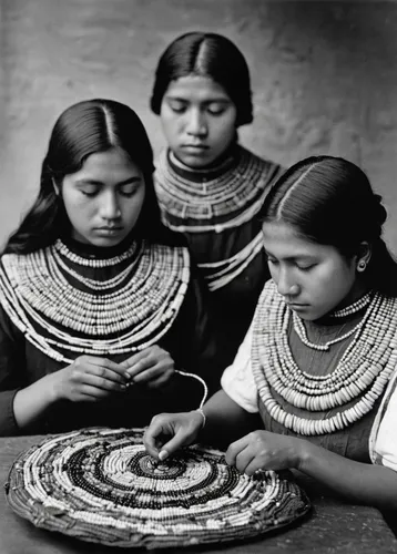 Young women in Ecuador beading jewelry,peruvian women,handicrafts,indigenous culture,weaving,basket weaver,incas,basket weaving,anasazi,tusche indian ink,anmatjere women,gift of jewelry,snake charmers