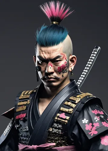 Punk Samurai.,samurai,samurai fighter,mukimono,katakuri,goki,kenjutsu,tsukemono,hijiki,takuan,gyūdon,kajukenbo,mohawk,sanshin,konghou,sensei,motsunabe,mohawk hairstyle,horumonyaki,chozubachi,iaijutsu