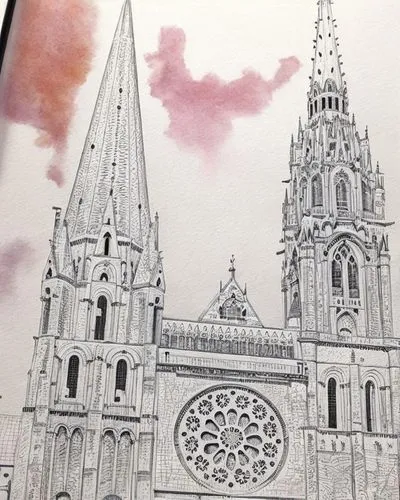 steeples,church painting,matthias church,facade painting,watercolor sketch,duomo,chartres,catedral,watercolor paris,spires,gothic church,basilique,spire,orensanz,churches,notre,church towers,steeple,neogothic,watercolor painting,Art sketch,Art sketch,None