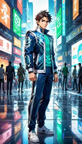 shinjuku,tokyo city,tokyo,hong kong,anime japanese clothing,cg artwork,hong,cyberpunk,sci fiction illustration,hk,shibuya,pedestrian,tracksuit,world digital painting,sigma,tokyo ¡¡,taipei,martial arts uniform,cyber,osaka,Anime,Anime,General