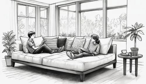 japanese-style room,shinran,shared apartment,domesticity,livingroom,sunroom,Illustration,Black and White,Black and White 08