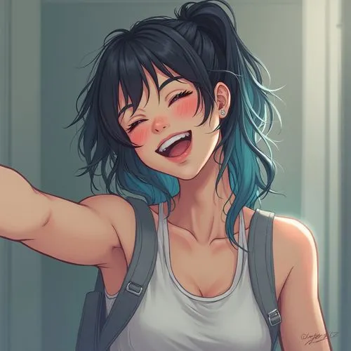 riska,manami,aoba,rei,ecstatic,yanmei,sayo,a girl's smile,grin,himawari,fubuki,ran,sonrisa,endorphins,smiling,yawng,tying hair,saiko,mei,emiko