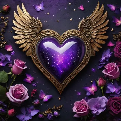 winged heart,purple wallpaper,heart background,purple and gold,gold and purple,purple and pink,purple background,purple,valentines day background,valentine background,necklace with winged heart,flying heart,purple and gold foil,purples,golden heart,heart with crown,wing purple,double hearts gold,love angel,butterfly background,Photography,General,Fantasy