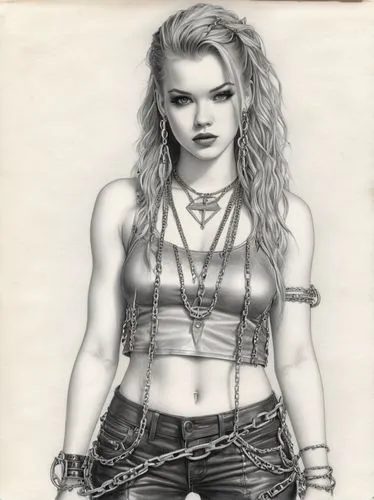 madonna,female warrior,celtic queen,callisto,hard woman,pencil drawing,charcoal drawing,pencil drawings,vintage drawing,cd cover,female model,girl drawing,punk,ronda,charcoal,game drawing,rock beauty,lady rocks,chalk drawing,charcoal pencil,Illustration,Black and White,Black and White 30