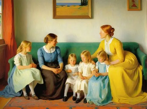 mother with children,the mother and children,mother and children,parents with children,the little girl's room,children's room,children studying,children girls,parents and children,children's interior,young women,ginger family,children's bedroom,moedergans,children,montessori,school children,partiture,church painting,prins christianssund,Art,Classical Oil Painting,Classical Oil Painting 20