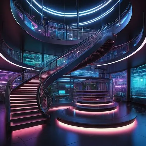 spaceship interior,ufo interior,nightclub,futuristic art museum,cybercity,futuristic architecture,futuristic,cybertown,cyberscene,futuristic landscape,cyberport,cyberia,scifi,graecorum,arcology,lair,staircase,cyberworld,futurist,tron,Conceptual Art,Fantasy,Fantasy 21