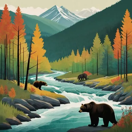 brown bears,alaska,bear kamchatka,the bears,brown bear,forest animals,Illustration,Vector,Vector 08