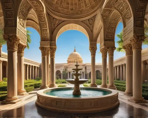 qasr al watan,sultan qaboos grand mosque,king abdullah i mosque,umayyad palace,persian architecture,alhambra,water palace,marble palace,ctesiphon,theed,abu dhabi mosque,cloistered,kashan,hamam,islamic architectural,al nahyan grand mosque,yazd,peristyle,hammam,the hassan ii mosque,Art,Classical Oil Painting,Classical Oil Painting 02