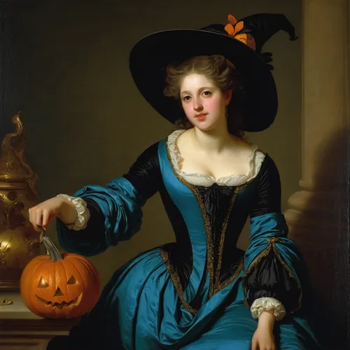 woman holding pie,portrait of a woman,portrait of a girl,rococo,woman drinking coffee,calabaza,jack o'lantern,portrait of christi,halloween witch,young woman,jack-o'-lantern,bellini,a girl in a dress,woman holding a smartphone,pumpkin lantern,girl with a wheel,woman eating apple,elizabeth nesbit,pumkins,young lady,Art,Classical Oil Painting,Classical Oil Painting 33