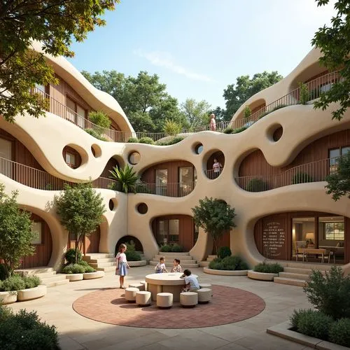 pedrera,ecovillages,building honeycomb,honeycomb structure,interlace,ecovillage,cohousing,seidler,futuristic architecture,cubic house,3d rendering,gaudi,callebaut,earthship,superadobe,houston texas apartment complex,apartment complex,cube stilt houses,treehouses,lovemark