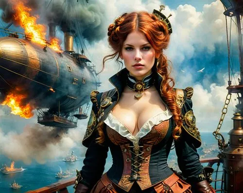 triss,trine,aveline,piracies,merchantman,steampunk,Conceptual Art,Fantasy,Fantasy 05