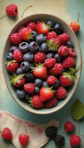 Describe a vibrant bowl of mixed berries on a sunny morning.,mixed berries,berry fruit,berries on yogurt,berries,cherries in a bowl,berry quark,bowl of fruit,fresh berries,bowl of fruit in rain,summer