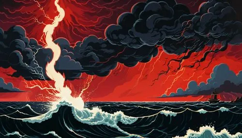 eruption,sea storm,nature's wrath,tidal wave,volcanic,volcanic eruption,lava,volcanism,volcanos,the eruption,tsunami,the storm of the invasion,turmoil,volcano,lava flow,fire and water,volcanic activity,seismic,sirens,storm surge,Illustration,Black and White,Black and White 18