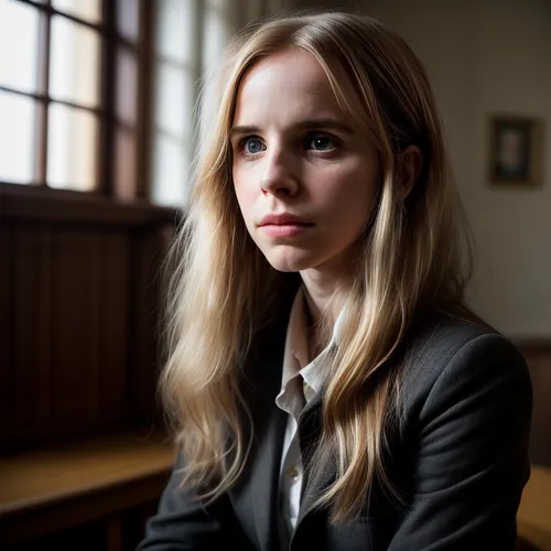 Brit Marling 21-year-old, inquisitive expression (Nikon PC 35mm f2.8),portrait of christi,british actress,barrister,moody portrait,official portrait,dark portrait,civil servant,portrait,portrait of a 