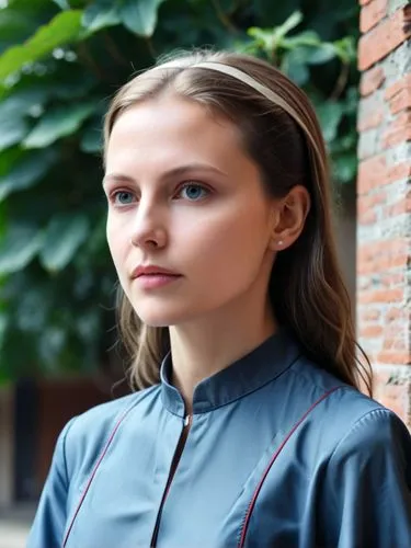 Theresa von Kalkutta,a woman is standing near a brick wall,spiridonova,lauri,lopatkina,soldatova,belorusskaya,tuuli,Photography,General,Realistic