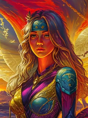 an art work depicting a woman with a sword,zauriel,fire angel,flamebird,fantasy woman,hawkgirl,archangel,Illustration,Realistic Fantasy,Realistic Fantasy 25