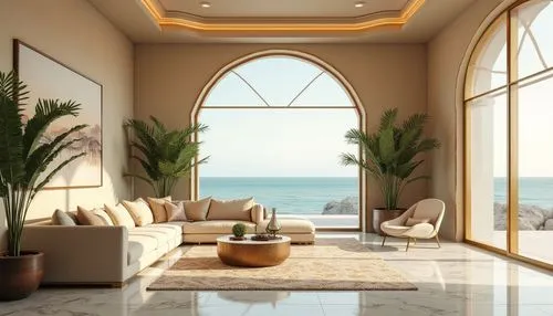 luxury home interior,baladiyat,durra,saadiyat,stucco ceiling,penthouses,gold stucco frame,travertine,living room,interior modern design,sunroom,oceanfront,amanresorts,interior decoration,jumeirah,luxury property,3d rendering,livingroom,great room,interior decor,Photography,General,Realistic