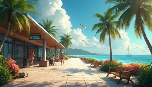 tropical beach,beachfront,seaside resort,beach resort,tropical house,seaside view,beach scenery,oceanfront,dream beach,tropical island,shorefront,seaside country,caribbean beach,beach landscape,paradise beach,maldive,beach restaurant,coconut trees,coffee bay,bahama,Photography,General,Realistic