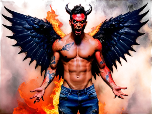 daemon,lucifer,fire devil,the archangel,fire angel,heaven and hell,archangel,devil,angelology,black angel,cd cover,business angel,angel and devil,uriel,the devil,drago milenario,fantasy art,angel of death,dark angel,fallen angel,Conceptual Art,Oil color,Oil Color 23