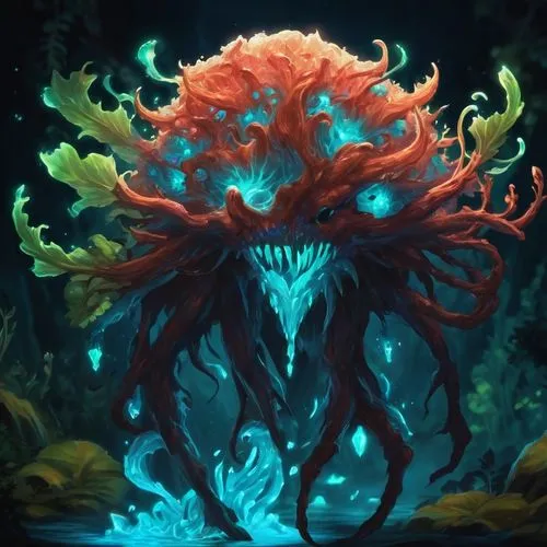 cuthulu,medusa gorgon,coral guardian,kraken,sea god,water creature,god of the sea,deep sea nautilus,nautilus,nami,merfolk,forest king lion,forest fish,nuphar,cnidaria,tentacles,symbiotic,medusa,merman,deep sea,Conceptual Art,Fantasy,Fantasy 31