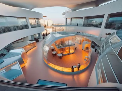 futuristic art museum,futuristic architecture,blavatnik,skywalks,spaceship interior,skywalk,Photography,General,Realistic