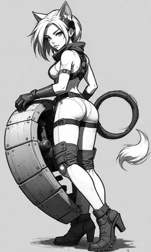 monowheel,spats,tails,tristana,ringtail,cat tail,Design Sketch,Design Sketch,Detailed Outline