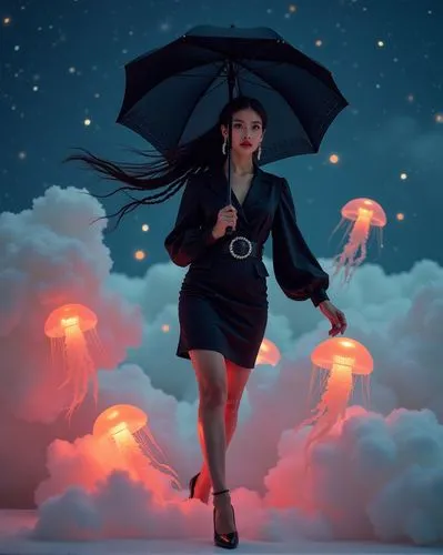 kimbra,yelle,xcx,homogenic,umbrella,dita von teese,Illustration,Realistic Fantasy,Realistic Fantasy 39