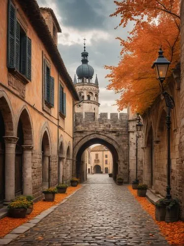 pologne,urbino,medieval street,luxemburgo,autun,luxembourg,rothenburg,cracovia,sighisoara,the cobbled streets,bergamo,lviv,bamberg,aquitaine,assisi,nuremberg,switzerlands,medieval town,francia,arles,Art,Classical Oil Painting,Classical Oil Painting 35