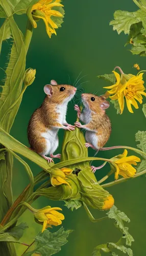 red backed voles,white footed mice,chinese tree chipmunks,meadow jumping mouse,harvest mouse,romantic scene,wood mouse,courtship,flowers png,whimsical animals,field mouse,flower painting,buttercups,rodentia icons,mice,young couple,rodents,flower nectar,sunflowers and locusts are together,floral greeting,Conceptual Art,Sci-Fi,Sci-Fi 18