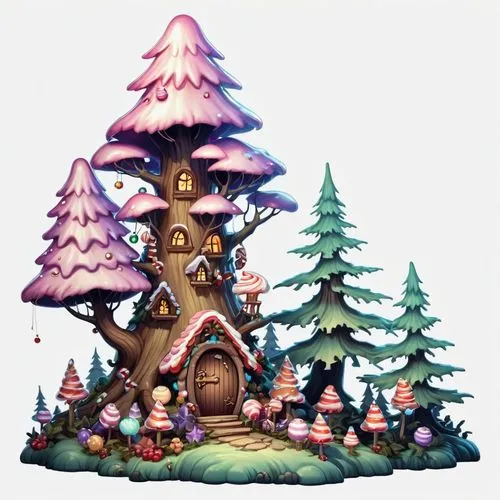 fairy house,fairy village,scandia gnomes,fairy chimney,treehouses,santa's village,Illustration,Abstract Fantasy,Abstract Fantasy 11