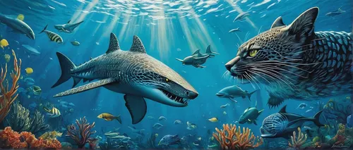 underwater background,aquarium inhabitants,underwater world,aquarium decor,underwater landscape,aquarium,ocean underwater,sea life underwater,sea-life,ankylosaurus,school of fish,coelacanth,under the sea,sea animal,aquariums,underwater fish,predators,aquatic life,aquatic animals,ocean floor,Illustration,Abstract Fantasy,Abstract Fantasy 03