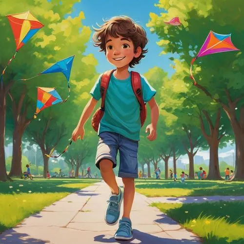 kids illustration,kite flyer,children's background,walk in a park,play street,pedwalk,walk,caminos,walk with the children,pedestrian,walking,a pedestrian,children jump rope,bookrunners,walking in a spring,emara,world digital painting,tolkun,game illustration,toddler in the park,Conceptual Art,Fantasy,Fantasy 08