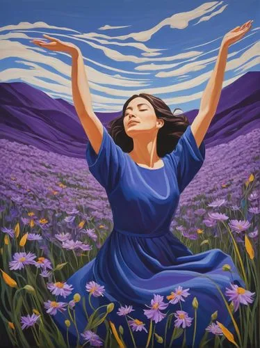 praying woman,la violetta,woman praying,the lavender flower,eckankar,rajavi,Conceptual Art,Oil color,Oil Color 13