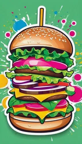 burger pattern,burguer,cool pop art,pop art style,newburger,burger,Unique,Design,Sticker