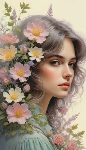 girl in flowers,flower background,flowers png,floral background,eglantine,beautiful girl with flowers,Conceptual Art,Daily,Daily 09