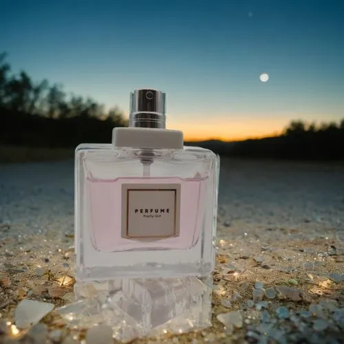 a bottle sitting on top of a pile of sand,fragrance,christmas scent,guerlain,scent of jasmine,parfums,parfum