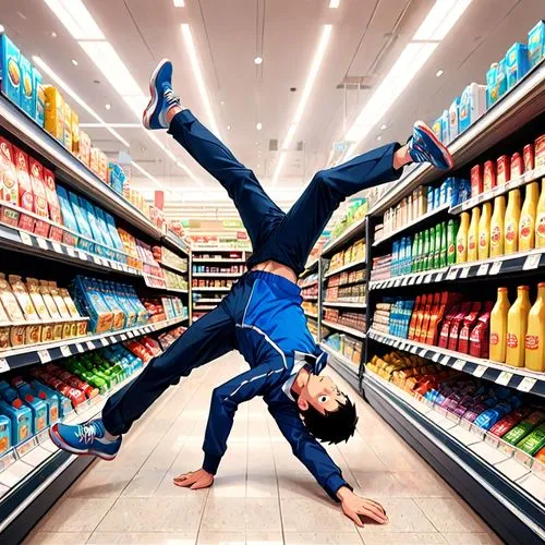 breakdancing,breakdance,breakdancers,breakdancer,supermarket,cartwheel,supermarket shelf,odwalla,supermarkets,grocery store,superstores,cartwheels,supermarket chiller,cartwheeling,loblaws,hypermarkets,headstand,handstand,fmcg,superstore,Anime,Anime,General