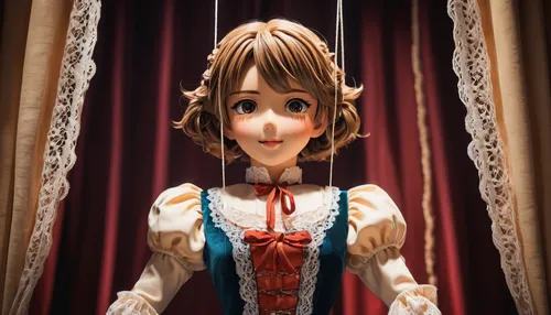 marionette,female doll,princess anna,doll looking in mirror,string puppet,cloth doll,wooden doll,puppet,dress doll,vintage doll,puppet theatre,the japanese doll,doll dress,doll figure,collectible doll,painter doll,doll head,japanese doll,doll's facial features,artist doll,Illustration,Japanese style,Japanese Style 03