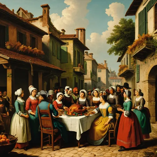 bougereau,women at cafe,bellini,street scene,bistrot,woman holding pie,mirepoix,viennese cuisine,village scene,tavern,bistro,sicilian cuisine,l'isle-sur-la-sorgue,wine tavern,a restaurant,pilgrims,candlemas,woman at cafe,courtship,fête,Art,Classical Oil Painting,Classical Oil Painting 25