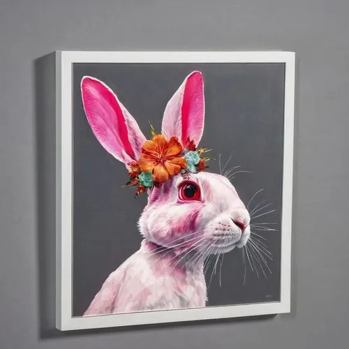 easter card,retro easter card,bunny on flower,easter décor,bunni,piumsombun,Conceptual Art,Sci-Fi,Sci-Fi 03