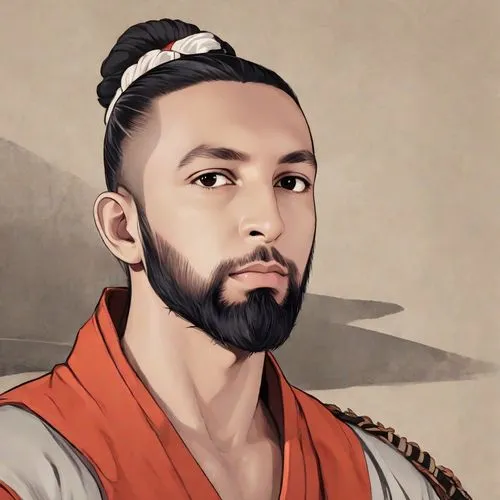 Ilustração estilo anime de um lutador de muai taí,yi sun sin,shuanghuan noble,middle eastern monk,wuchang,tai qi,xing yi quan,ibn tulun,qi-gong,mukimono,sultan,oden,hwachae,t'ai chi ch'uan,taekkyeon,x