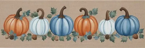 painted pumpkins with leaves and pine cones,seasonal autumn decoration,decorative pumpkins,decorative squashes,hanging decoration,autumn decoration,autumn decor