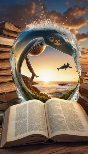 create an image as if a person is diving deep into a book, searching for knowledge and wisdom.,book wallpaper,publish a book online,magic book,booksurge,spiral book,book glasses,turn the page,publish 