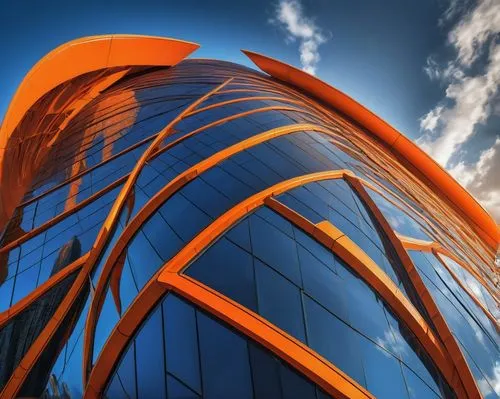 glass facade,orange,garrison,glass facades,glass building,etfe,structural glass,portal,avanade,defence,futuristic architecture,abstract corporate,spirally,metal cladding,interlace,garrisoned,bouygues,hubspot,bright orange,garrisoning,Conceptual Art,Sci-Fi,Sci-Fi 15