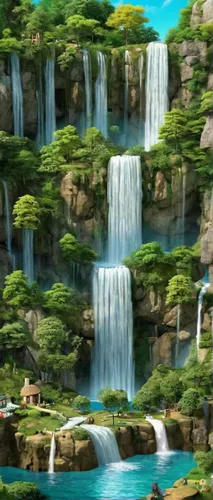 cartoon video game background,a small waterfall,waterfalls,green waterfall,ash falls,background with stones,waterfall,lego background,water fall,water falls,frog background,wasserfall,3d background,landscape background,underwater oasis,floating islands,brown waterfall,falls,background screen,water scape,Illustration,Black and White,Black and White 25